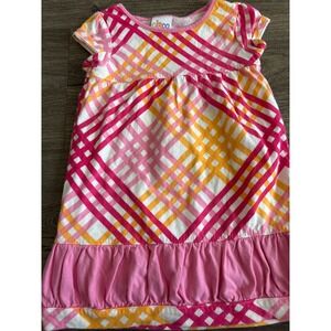 Circo Baby Girls Pink Orange Plaid Short Sleeve Bubble Hem Dress 18M